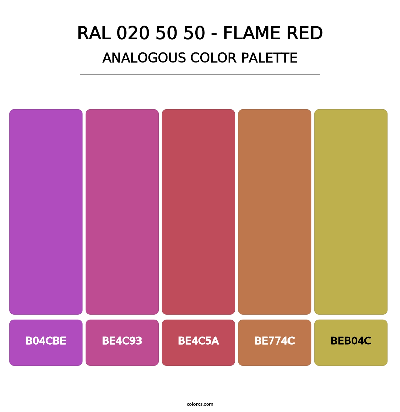 RAL 020 50 50 - Flame Red - Analogous Color Palette
