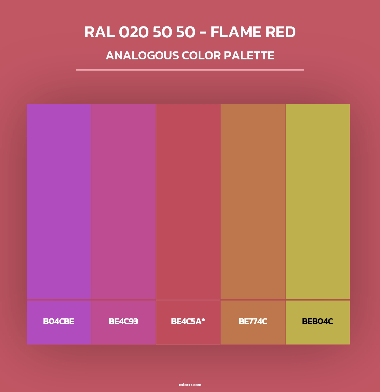 RAL 020 50 50 - Flame Red - Analogous Color Palette