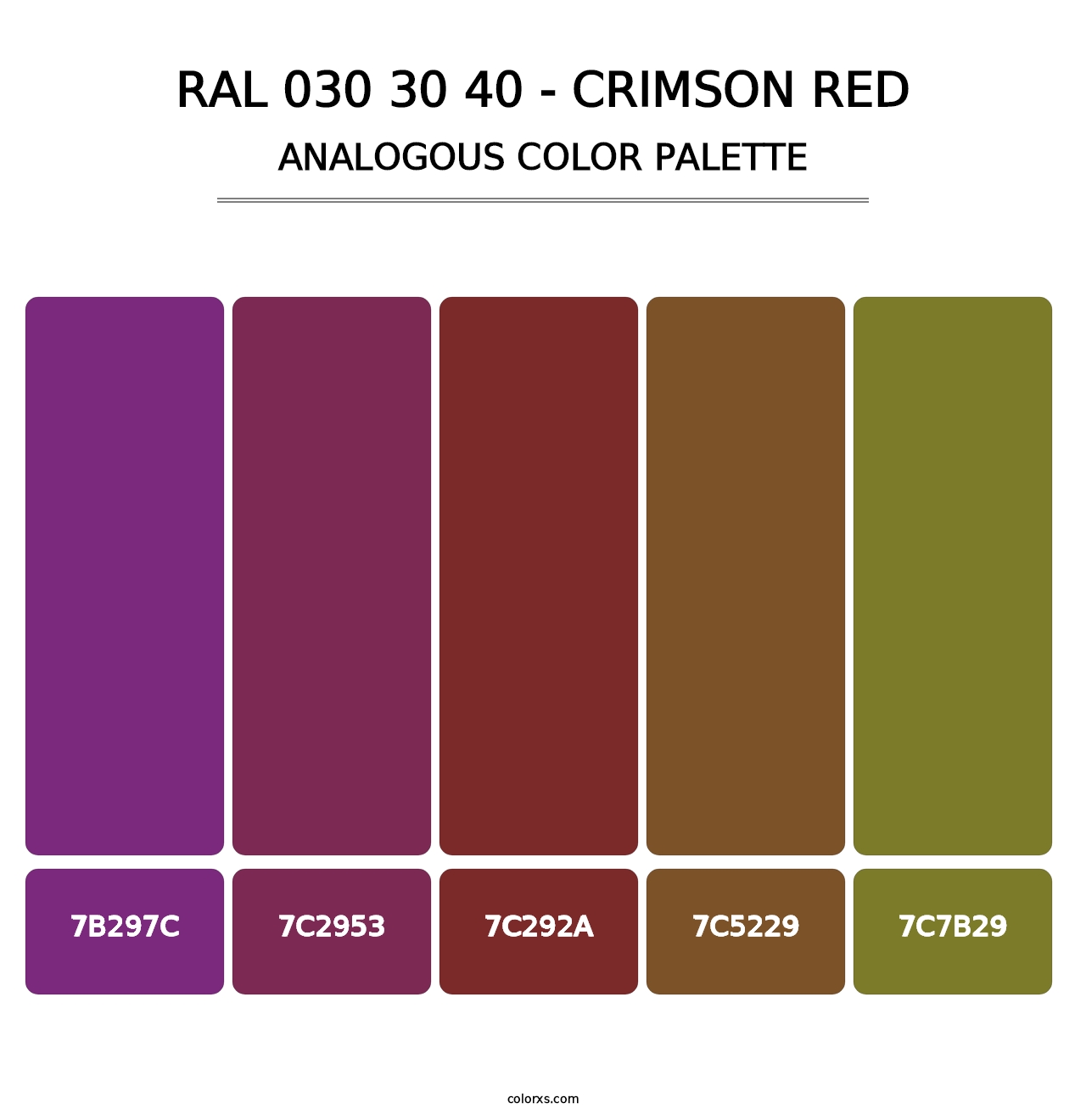 RAL 030 30 40 - Crimson Red - Analogous Color Palette