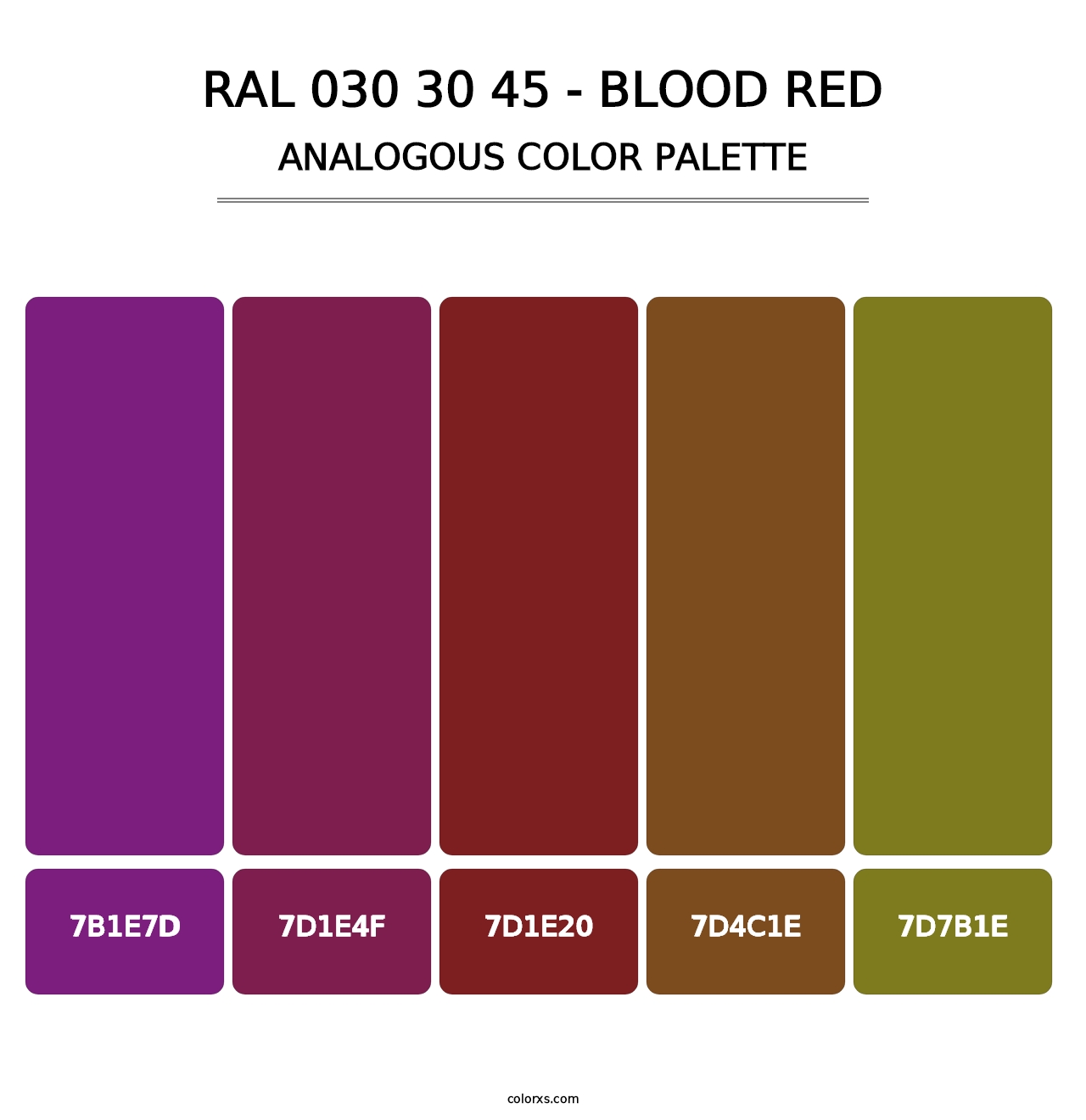 RAL 030 30 45 - Blood Red - Analogous Color Palette