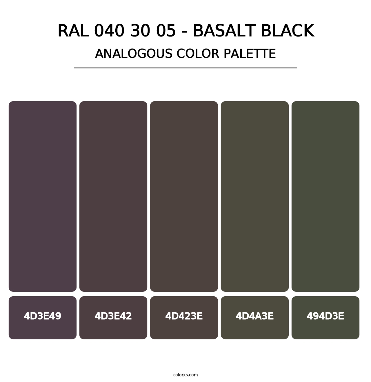 RAL 040 30 05 - Basalt Black - Analogous Color Palette