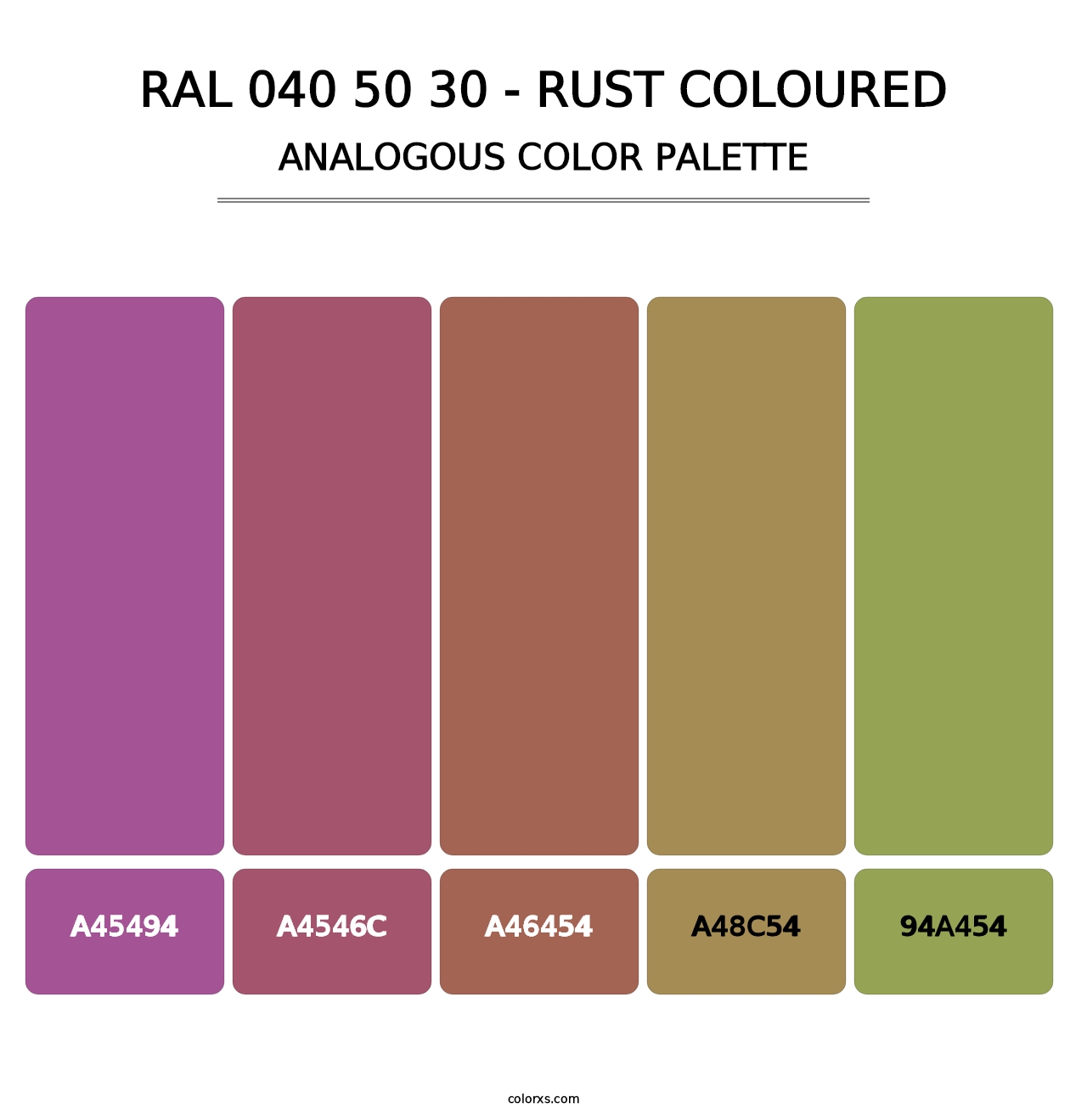 RAL 040 50 30 - Rust Coloured - Analogous Color Palette