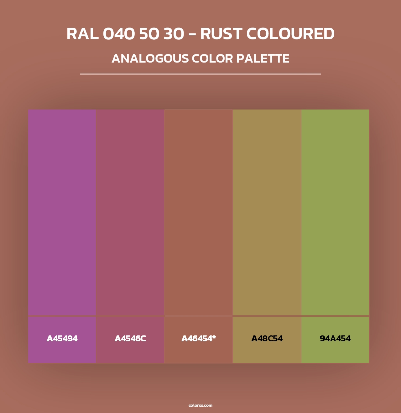 RAL 040 50 30 - Rust Coloured - Analogous Color Palette