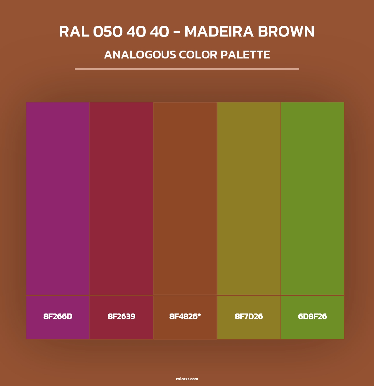 RAL 050 40 40 - Madeira Brown - Analogous Color Palette