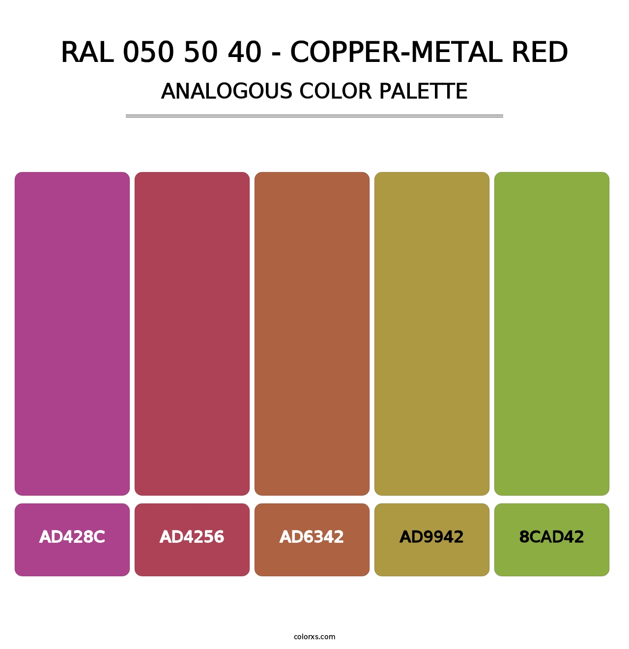 RAL 050 50 40 - Copper-Metal Red - Analogous Color Palette