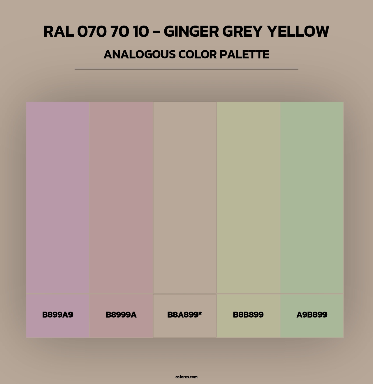 RAL 070 70 10 - Ginger Grey Yellow - Analogous Color Palette