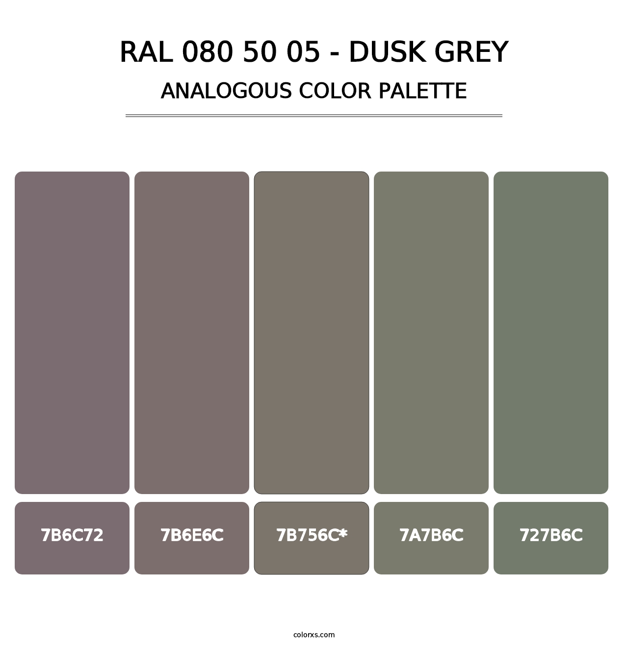RAL 080 50 05 - Dusk Grey - Analogous Color Palette