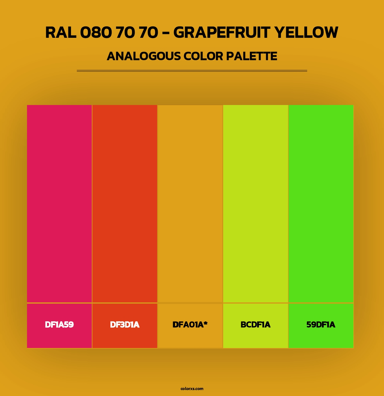 RAL 080 70 70 - Grapefruit Yellow - Analogous Color Palette