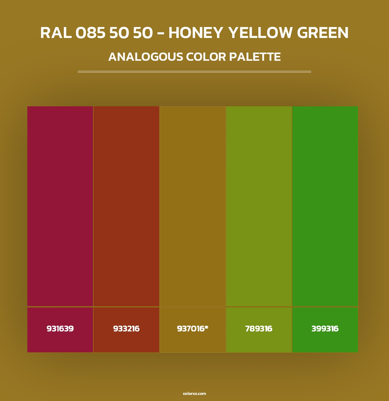 RAL 085 50 50 - Honey Yellow Green - Analogous Color Palette