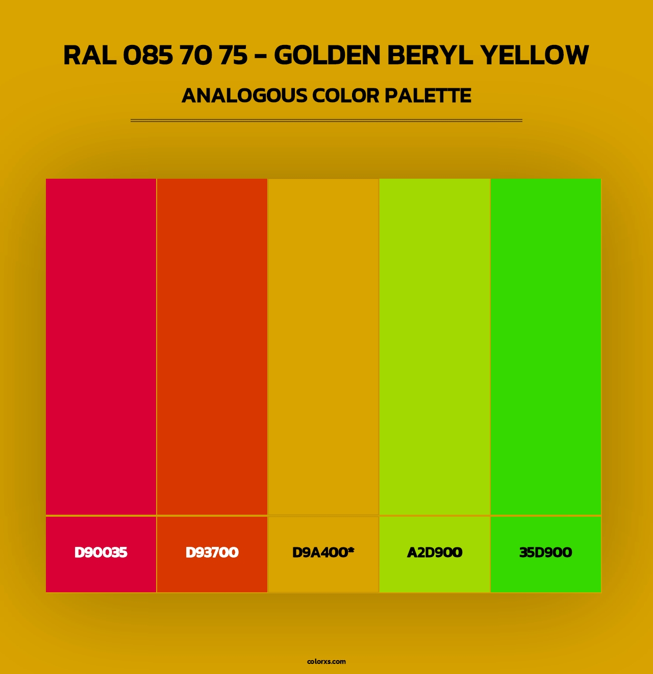 RAL 085 70 75 - Golden Beryl Yellow - Analogous Color Palette