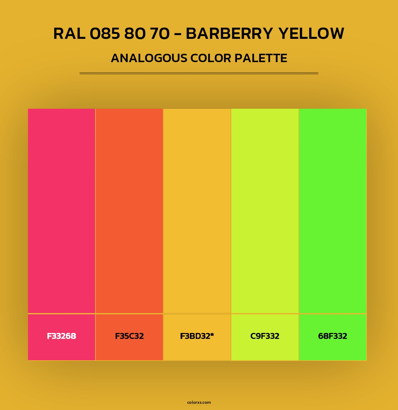 RAL 085 80 70 - Barberry Yellow - Analogous Color Palette