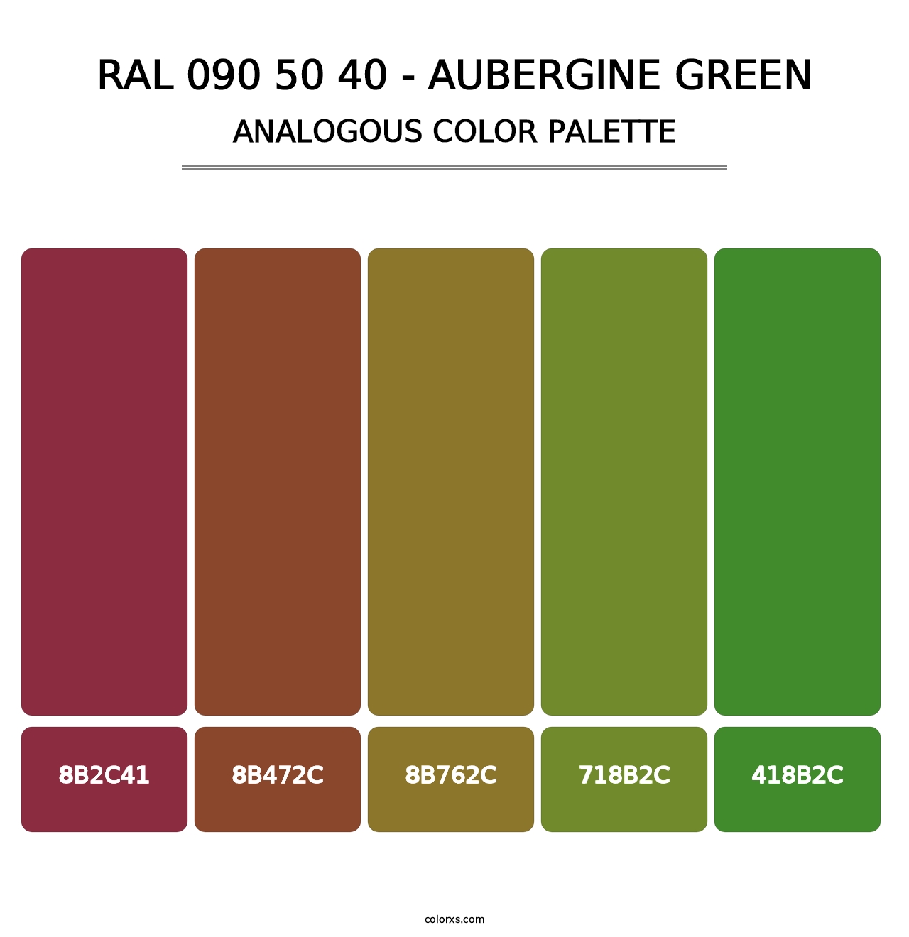RAL 090 50 40 - Aubergine Green - Analogous Color Palette