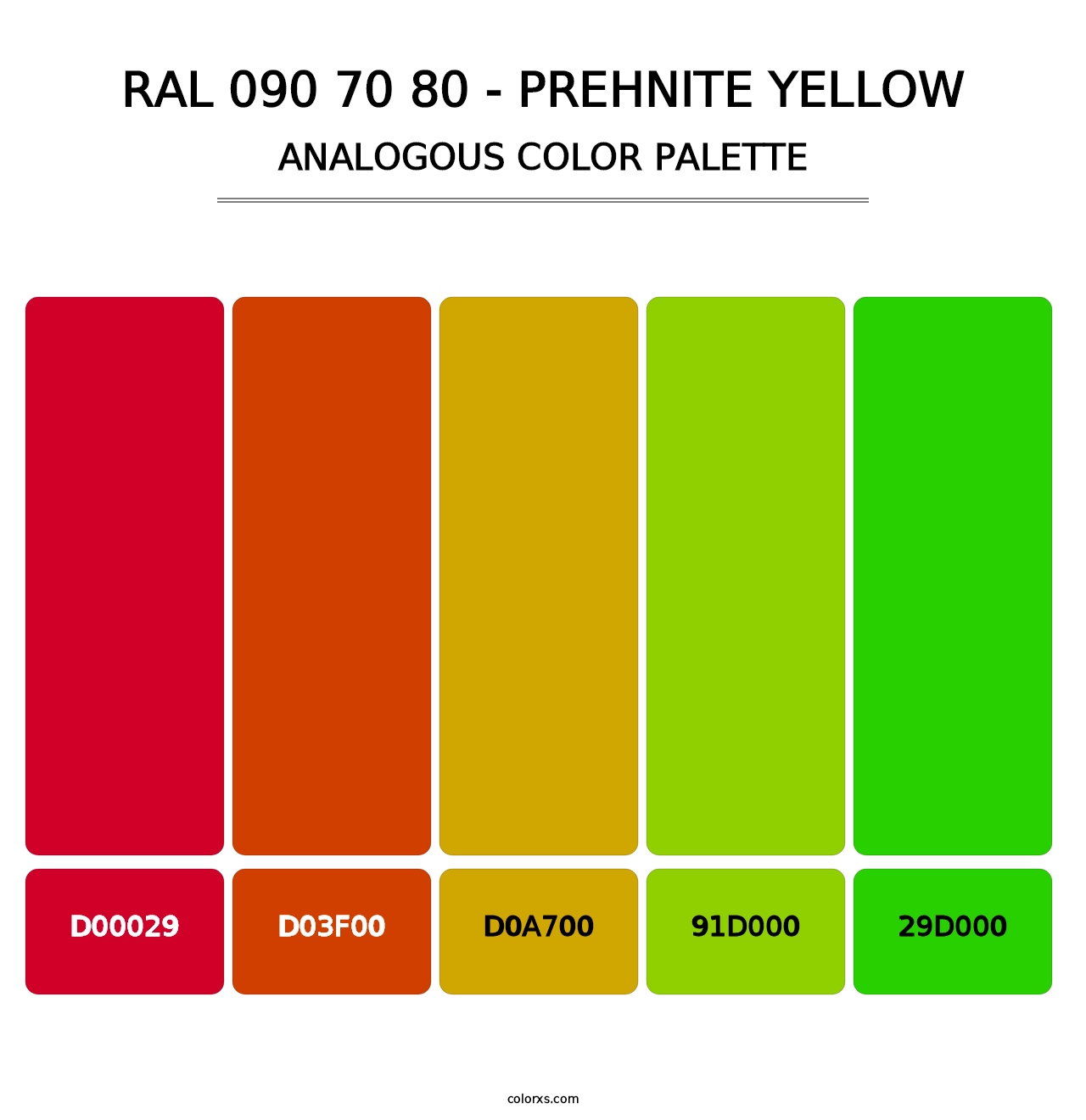 RAL 090 70 80 - Prehnite Yellow - Analogous Color Palette