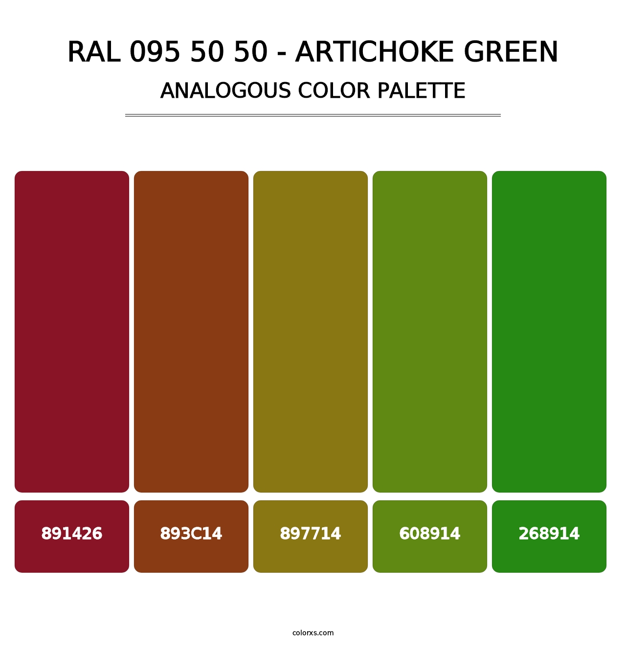 RAL 095 50 50 - Artichoke Green - Analogous Color Palette