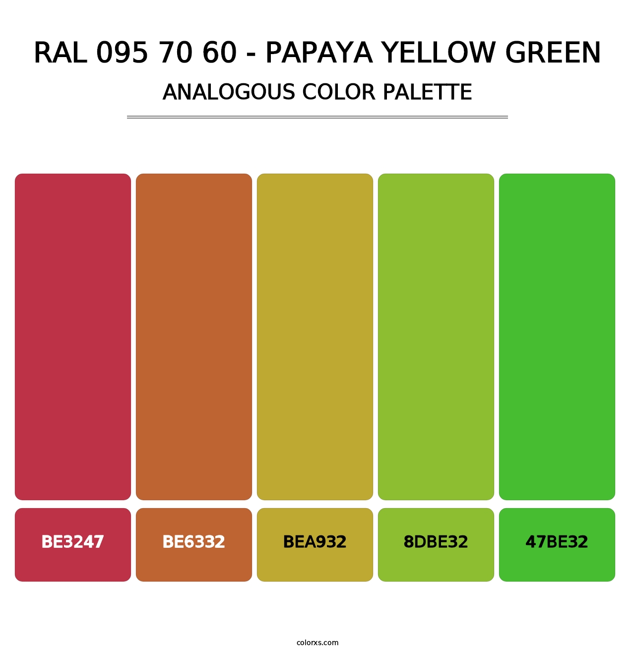RAL 095 70 60 - Papaya Yellow Green - Analogous Color Palette