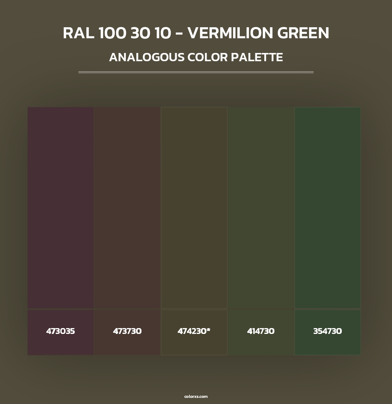 RAL 100 30 10 - Vermilion Green - Analogous Color Palette
