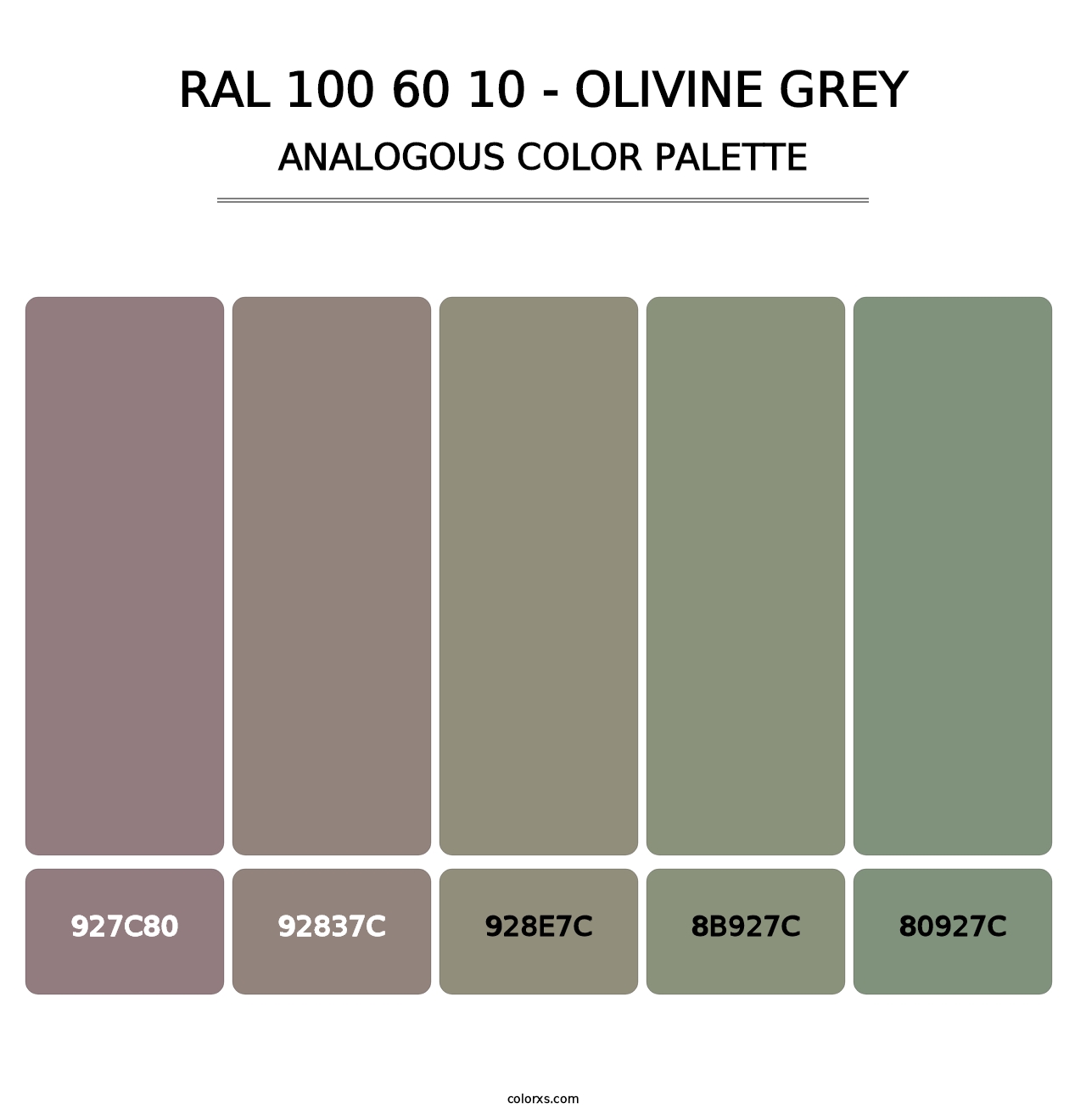 RAL 100 60 10 - Olivine Grey - Analogous Color Palette