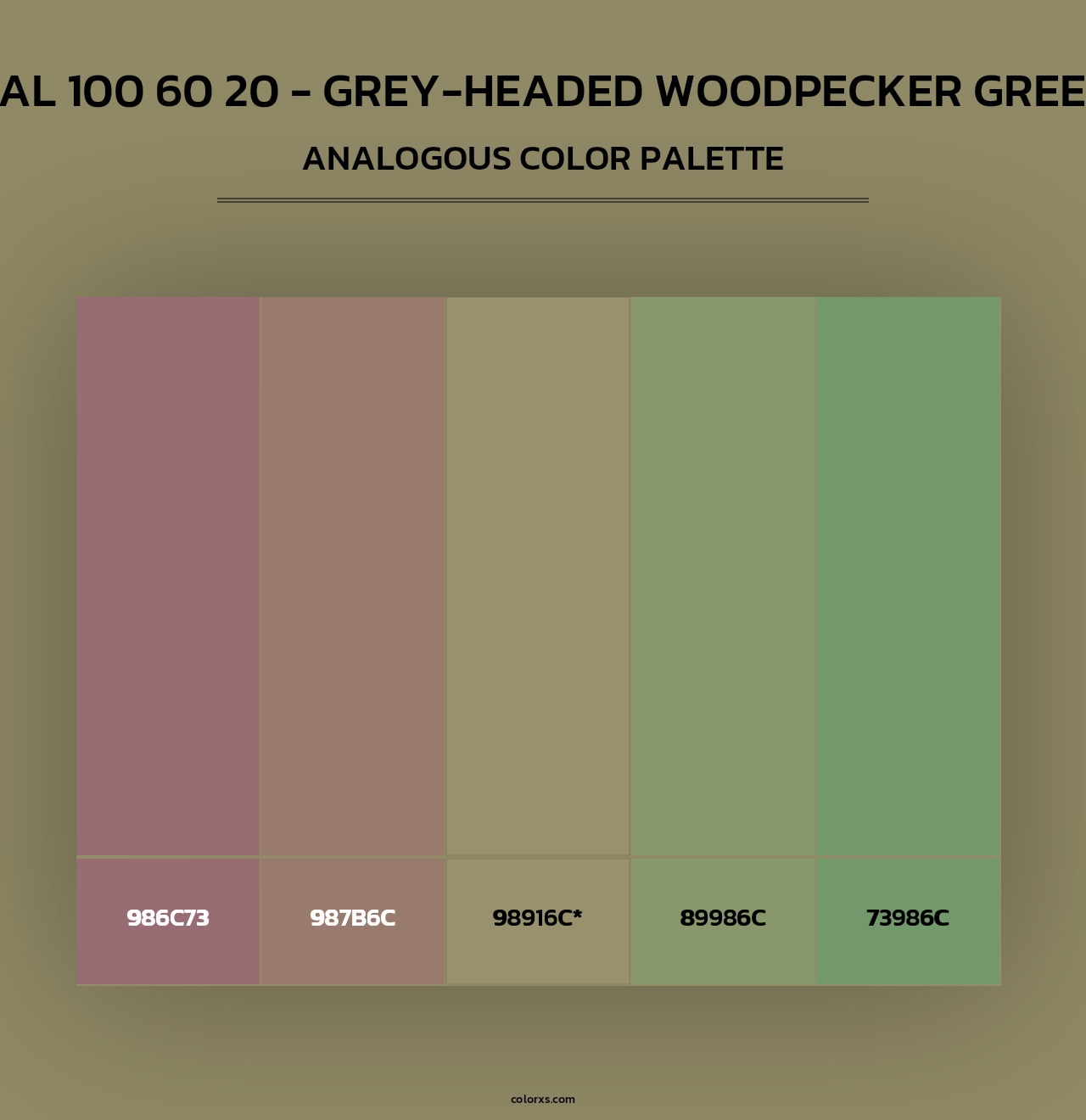 RAL 100 60 20 - Grey-Headed Woodpecker Green - Analogous Color Palette