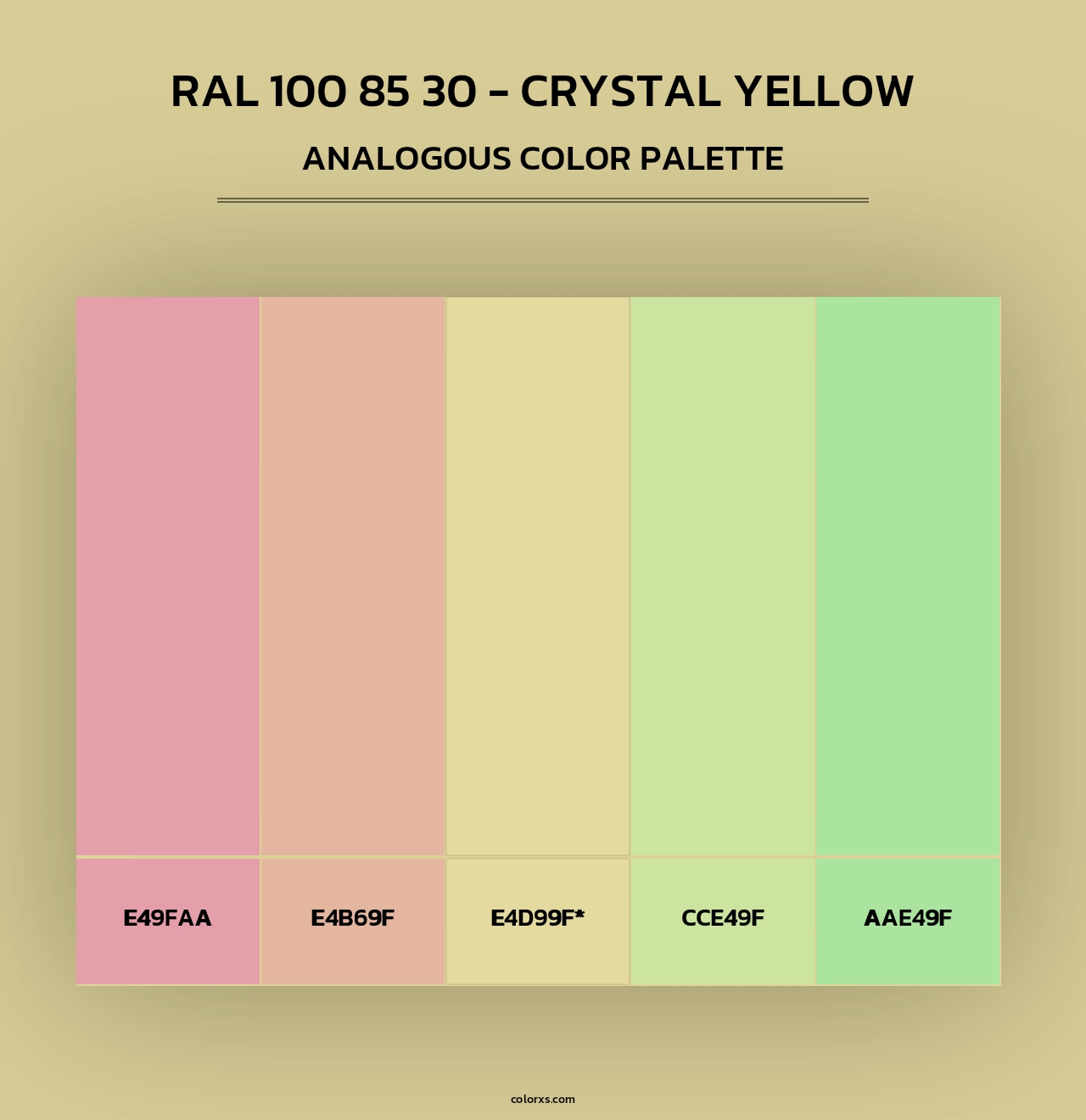 RAL 100 85 30 - Crystal Yellow - Analogous Color Palette