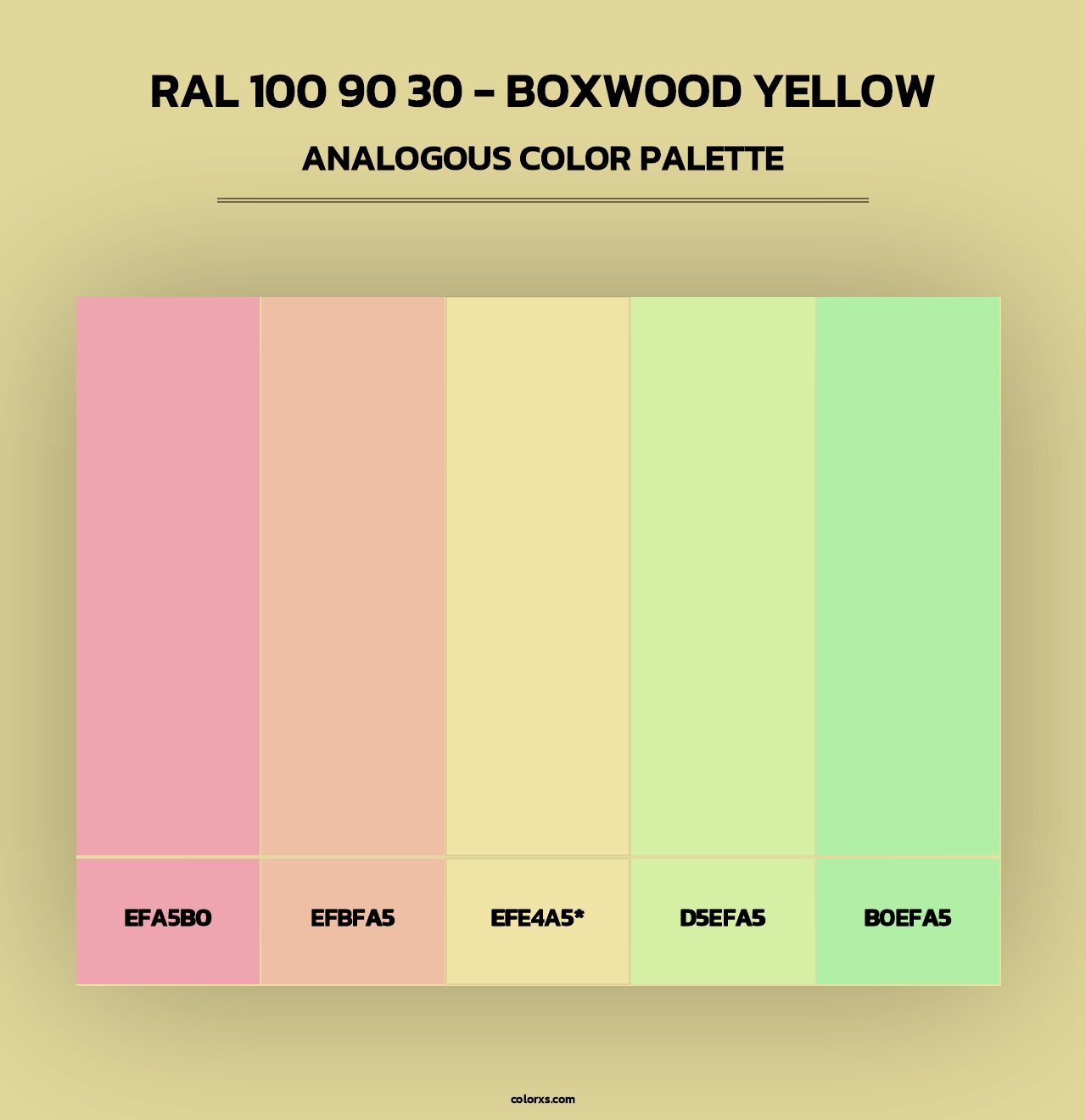 RAL 100 90 30 - Boxwood Yellow - Analogous Color Palette