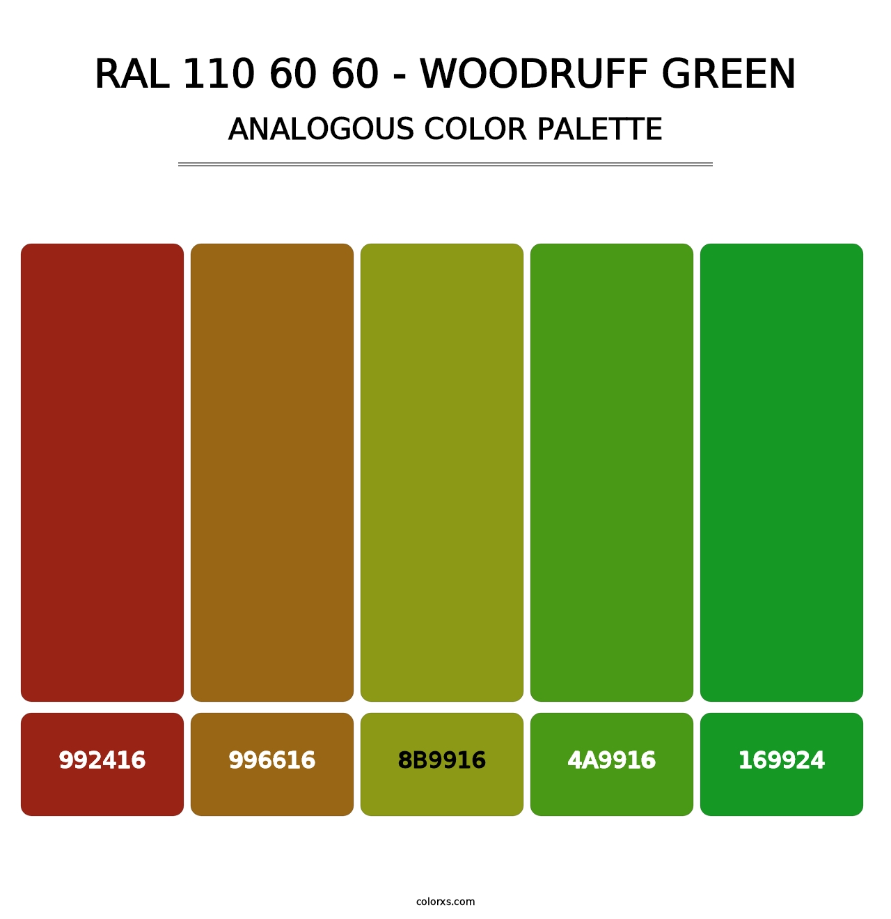 RAL 110 60 60 - Woodruff Green - Analogous Color Palette