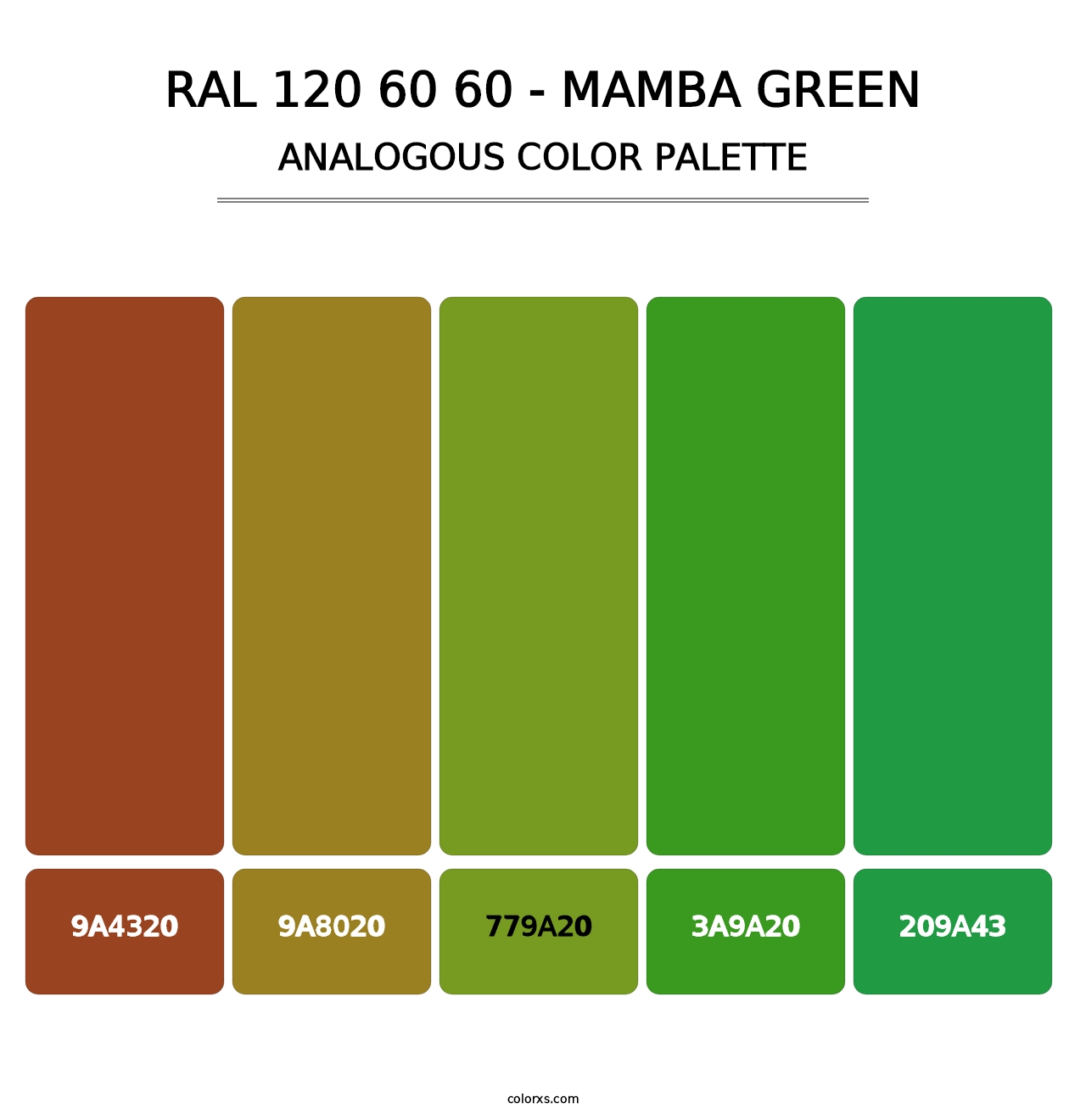 RAL 120 60 60 - Mamba Green - Analogous Color Palette