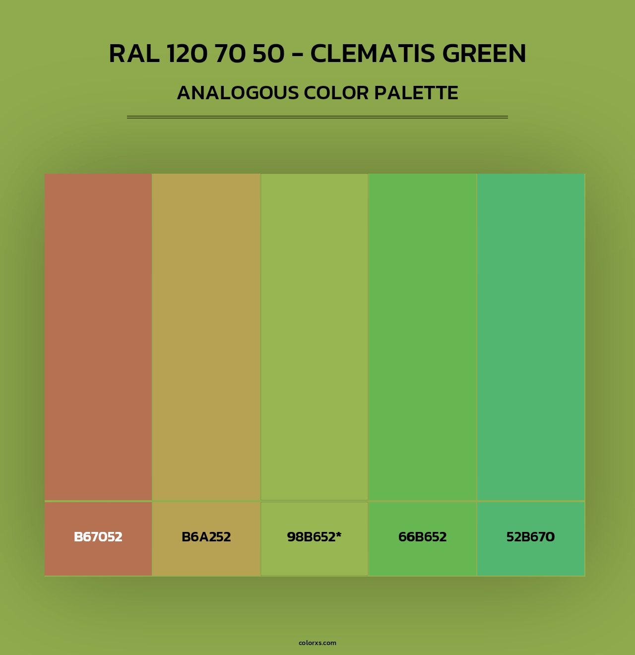 RAL 120 70 50 - Clematis Green - Analogous Color Palette
