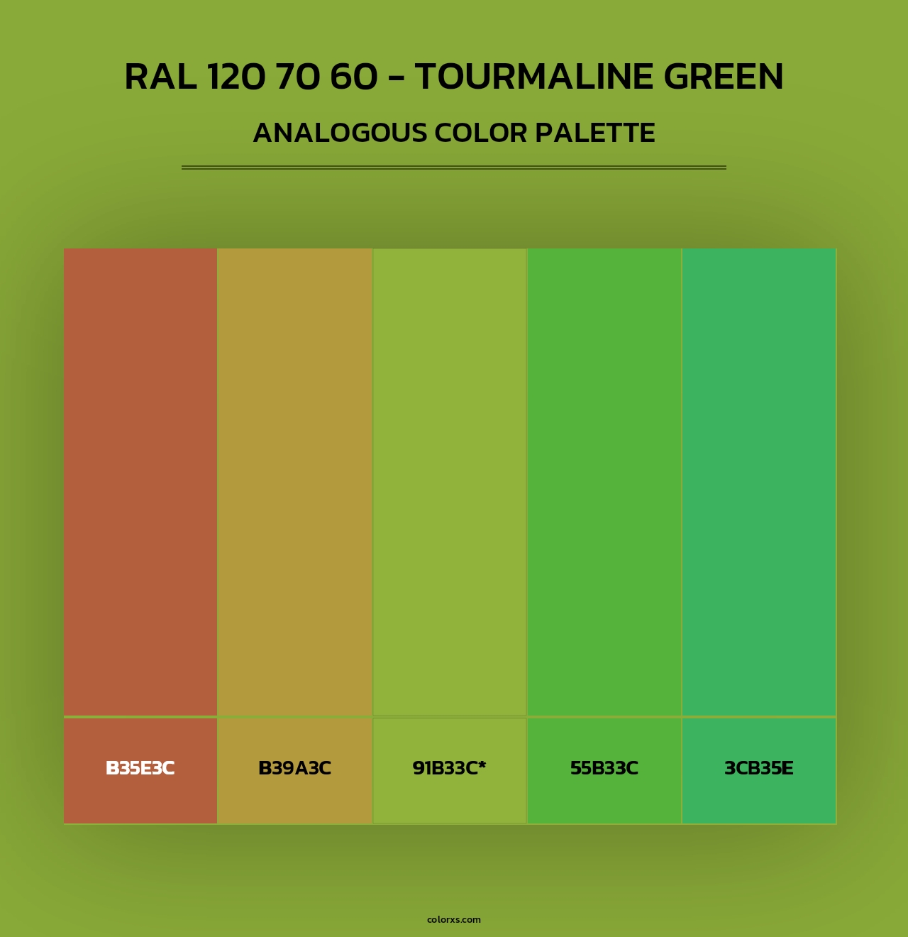 RAL 120 70 60 - Tourmaline Green - Analogous Color Palette