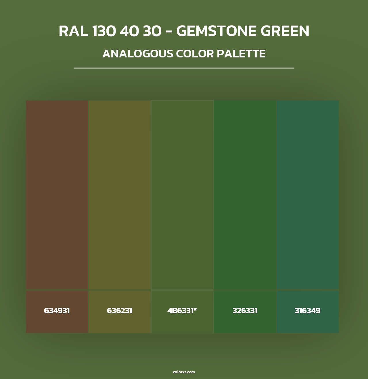 RAL 130 40 30 - Gemstone Green - Analogous Color Palette