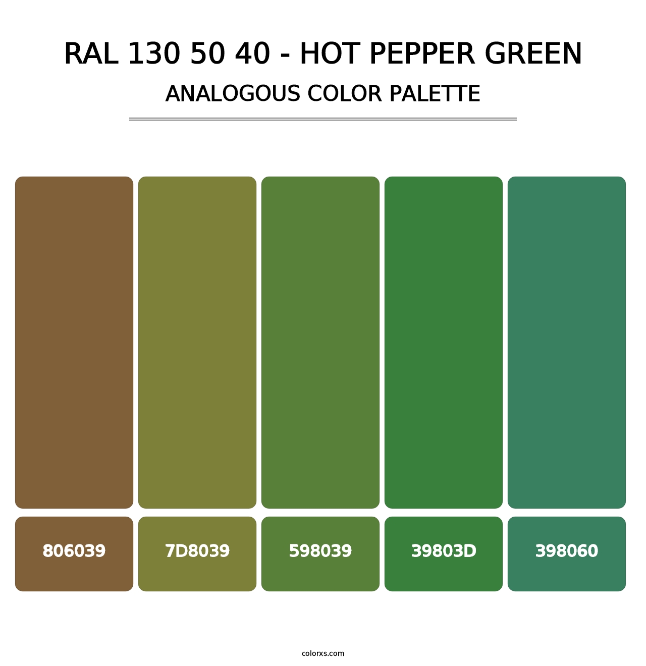 RAL 130 50 40 - Hot Pepper Green - Analogous Color Palette