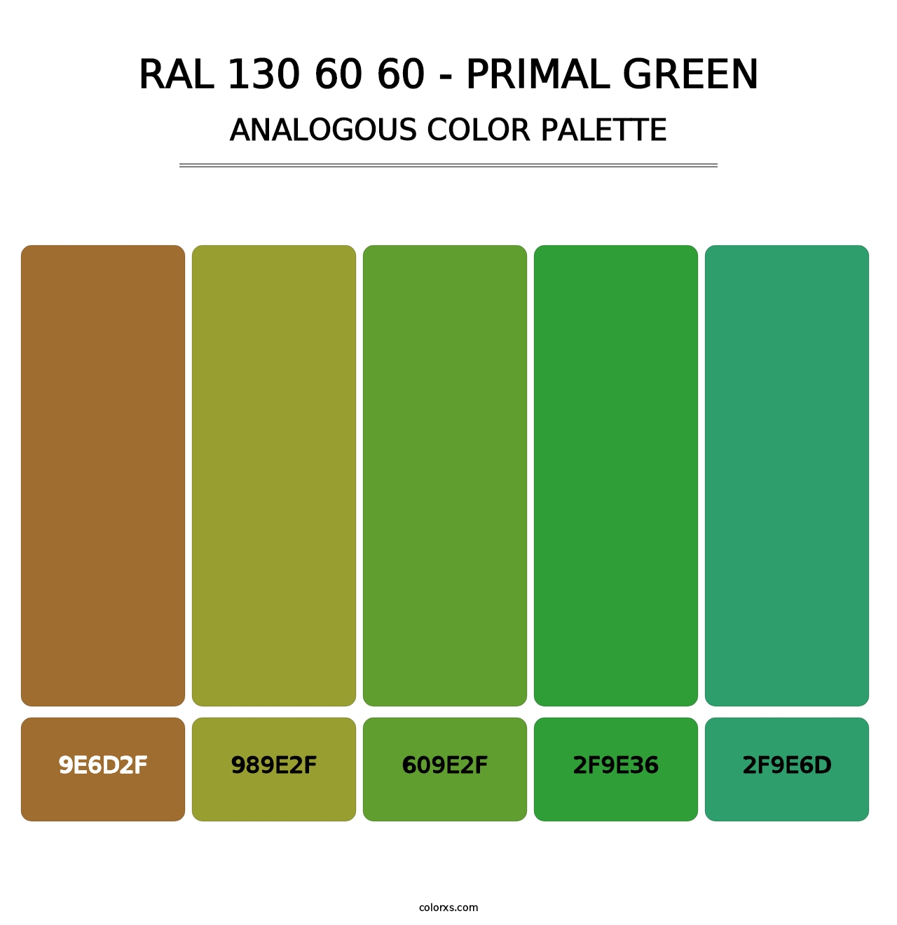 RAL 130 60 60 - Primal Green - Analogous Color Palette