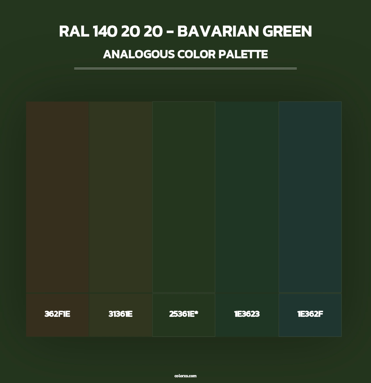 RAL 140 20 20 - Bavarian Green - Analogous Color Palette