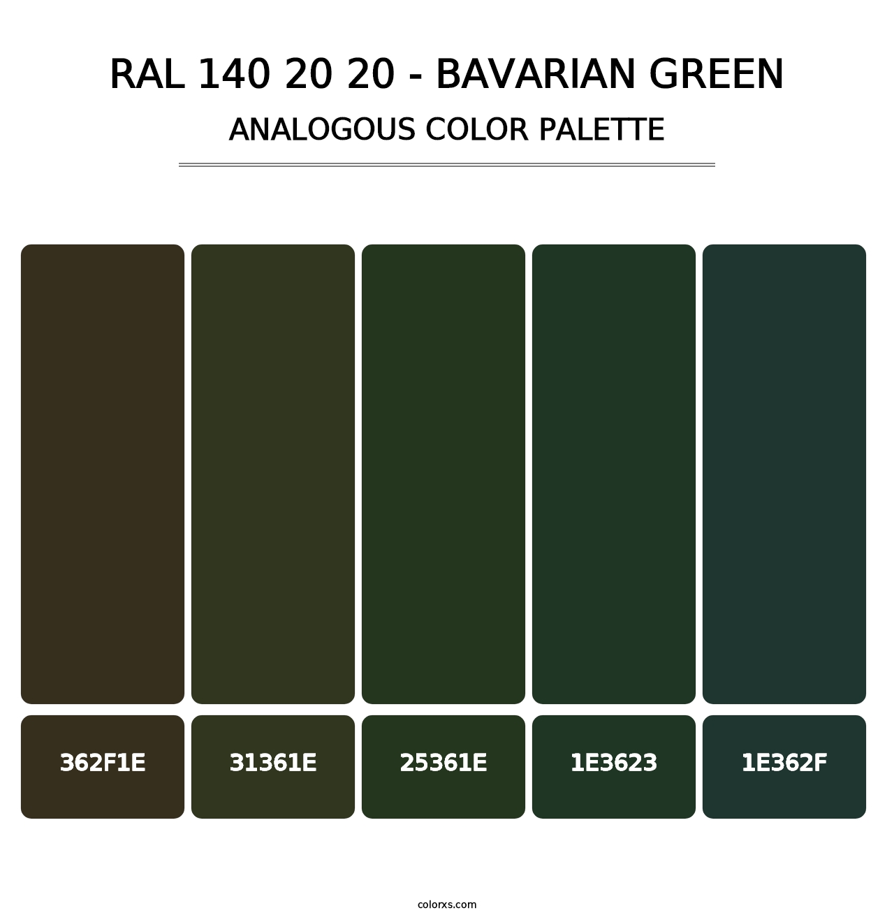 RAL 140 20 20 - Bavarian Green - Analogous Color Palette