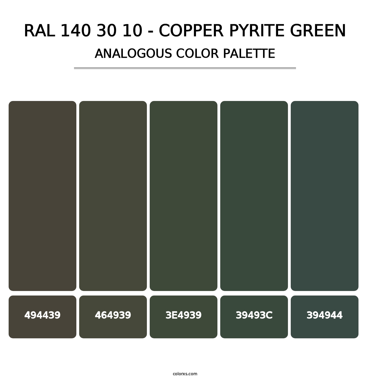 RAL 140 30 10 - Copper Pyrite Green - Analogous Color Palette