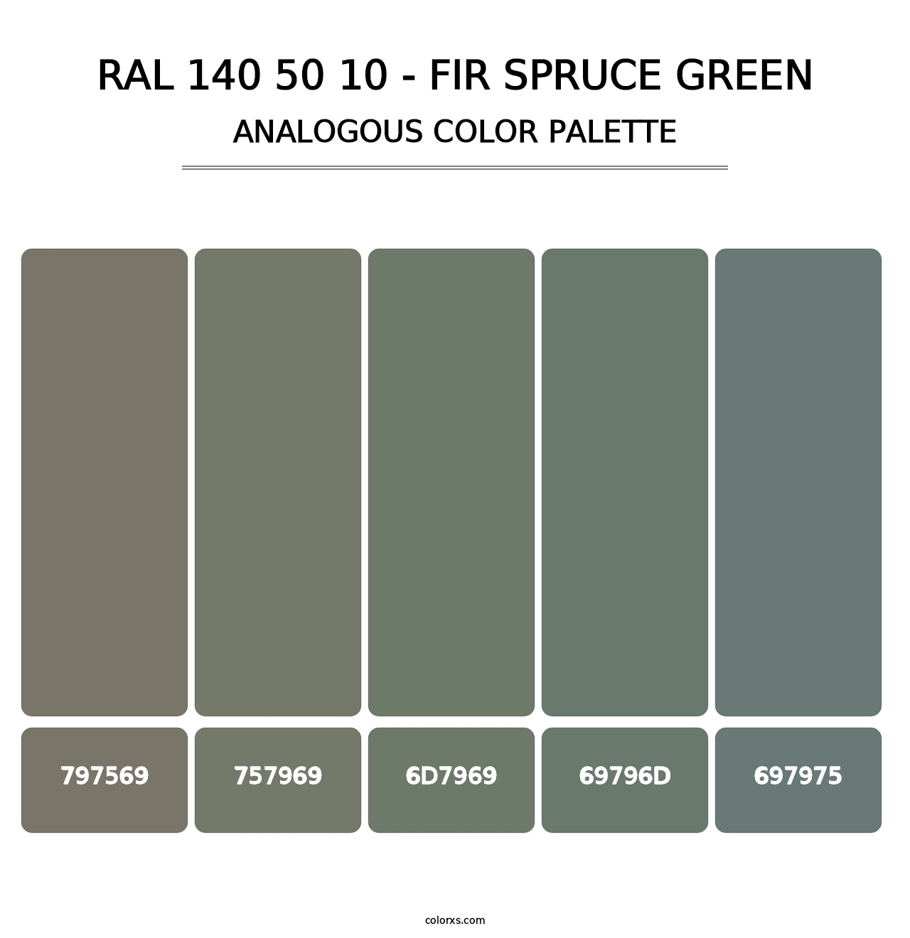 RAL 140 50 10 - Fir Spruce Green - Analogous Color Palette