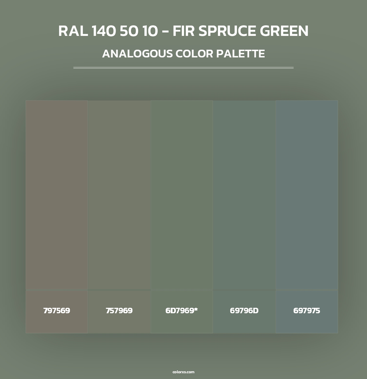 RAL 140 50 10 - Fir Spruce Green - Analogous Color Palette