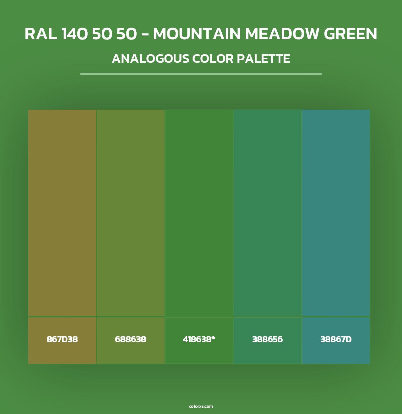 RAL 140 50 50 - Mountain Meadow Green - Analogous Color Palette