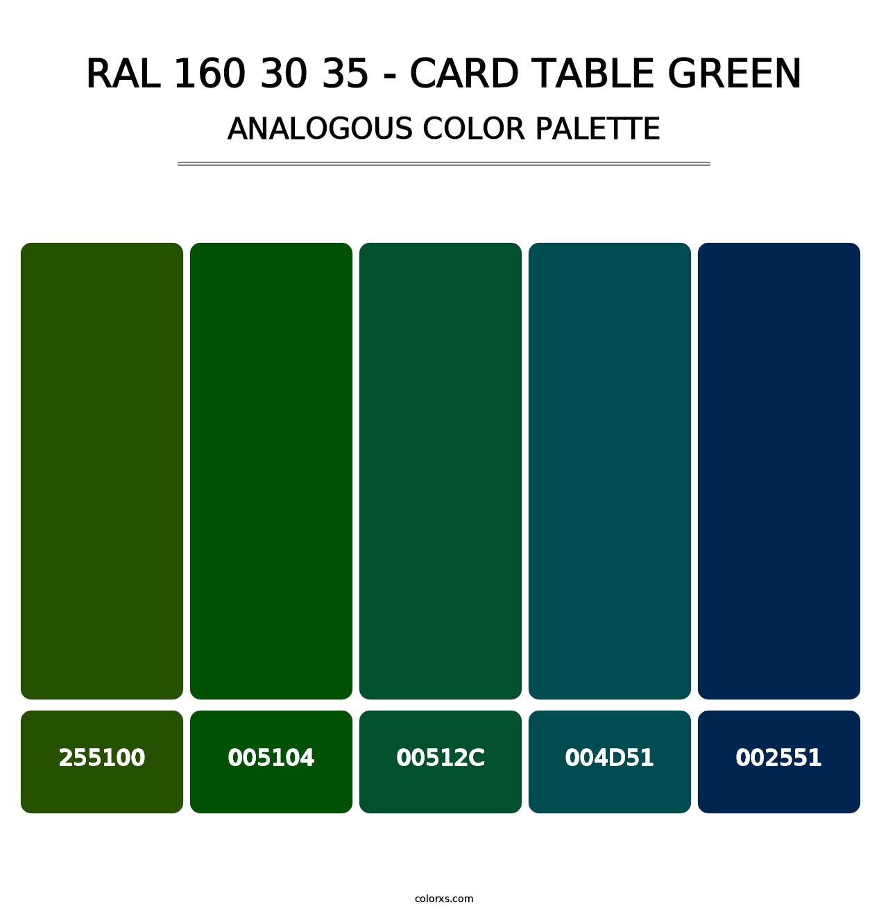 RAL 160 30 35 - Card Table Green - Analogous Color Palette