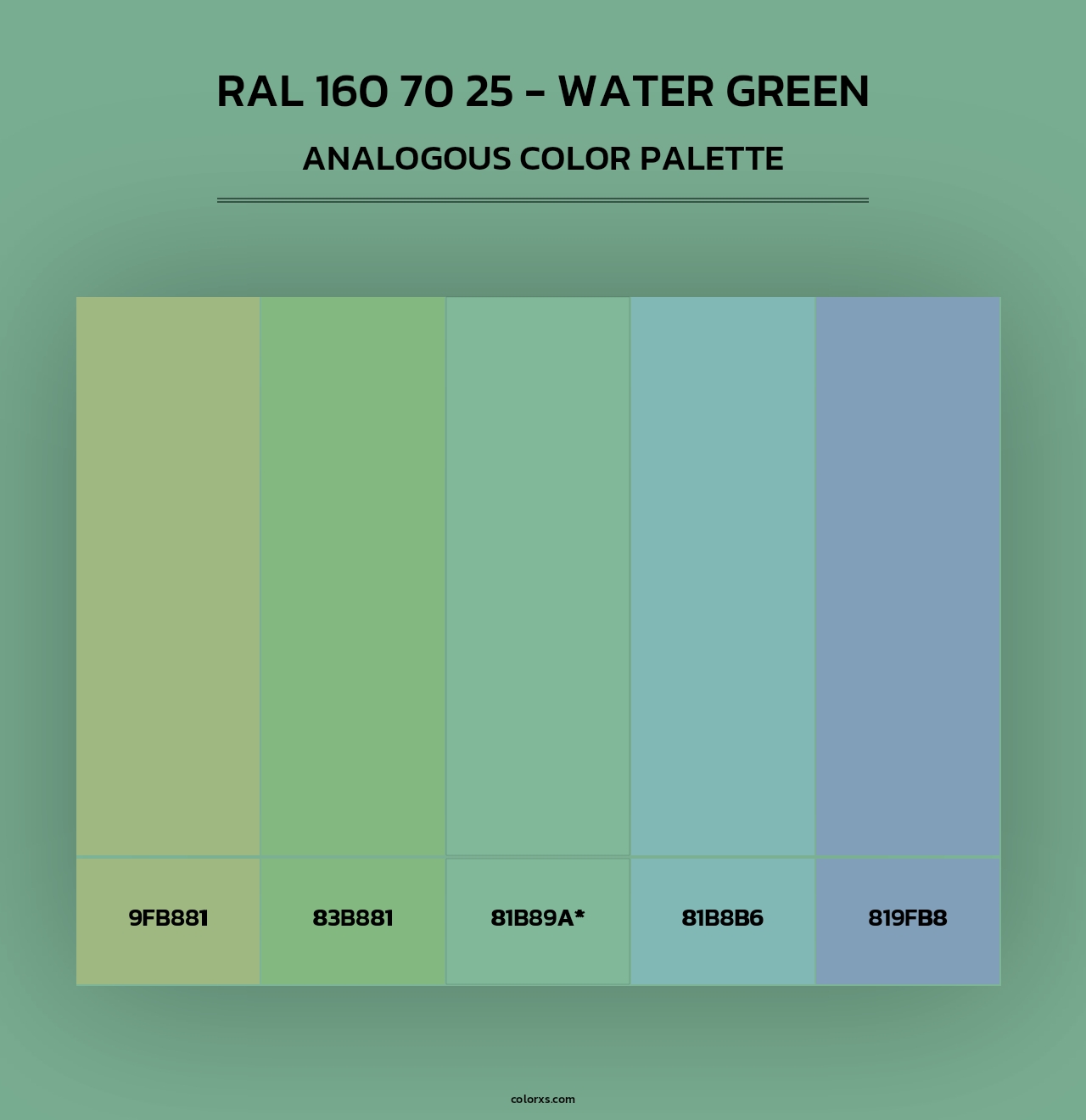 RAL 160 70 25 - Water Green - Analogous Color Palette