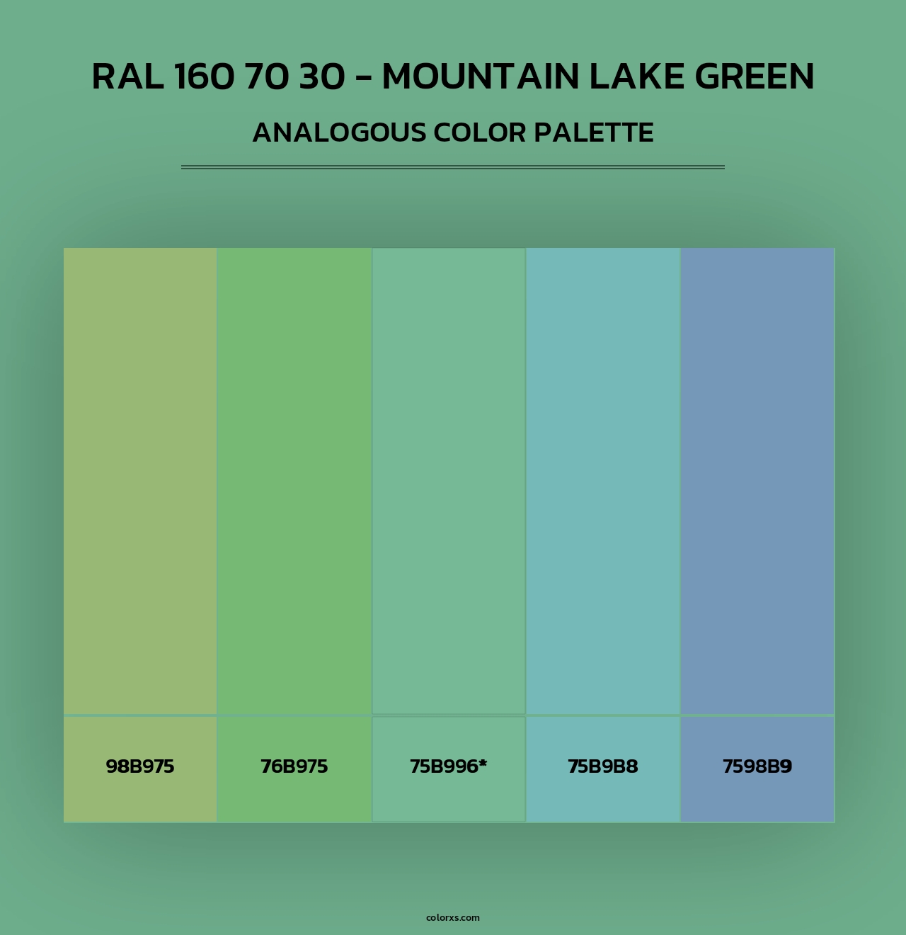RAL 160 70 30 - Mountain Lake Green - Analogous Color Palette