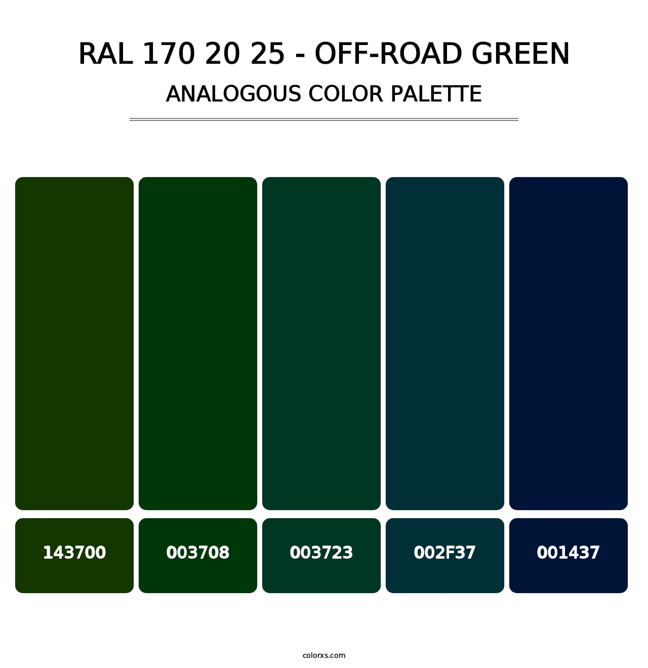 RAL 170 20 25 - Off-Road Green - Analogous Color Palette