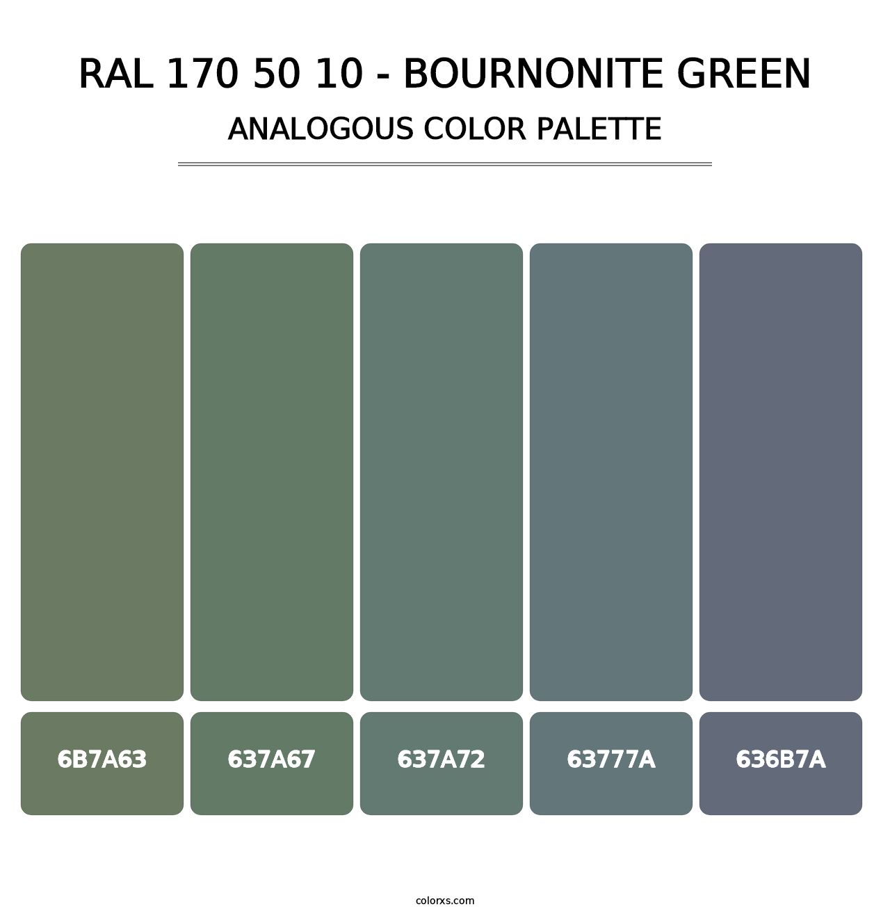 RAL 170 50 10 - Bournonite Green - Analogous Color Palette