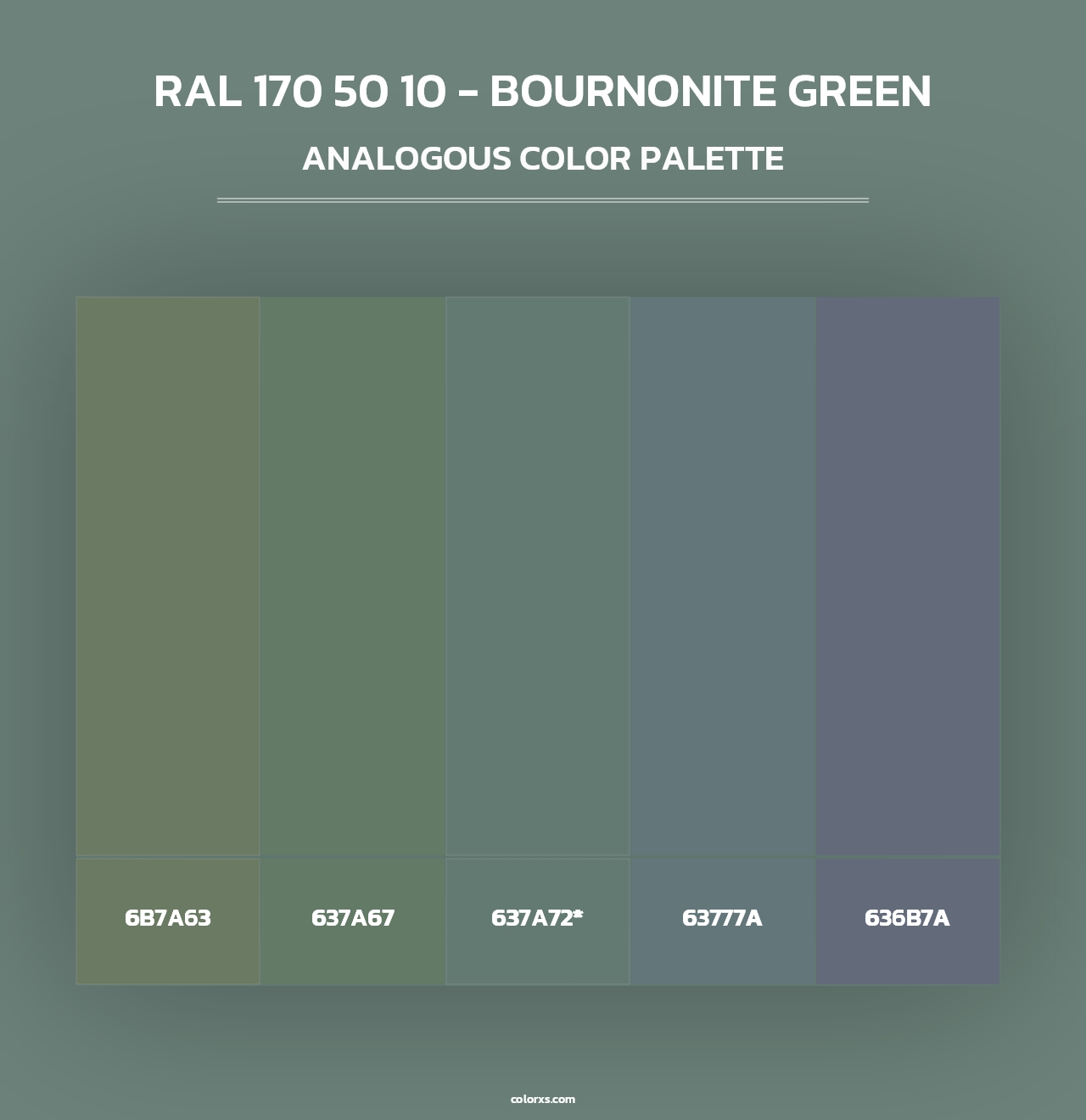 RAL 170 50 10 - Bournonite Green - Analogous Color Palette