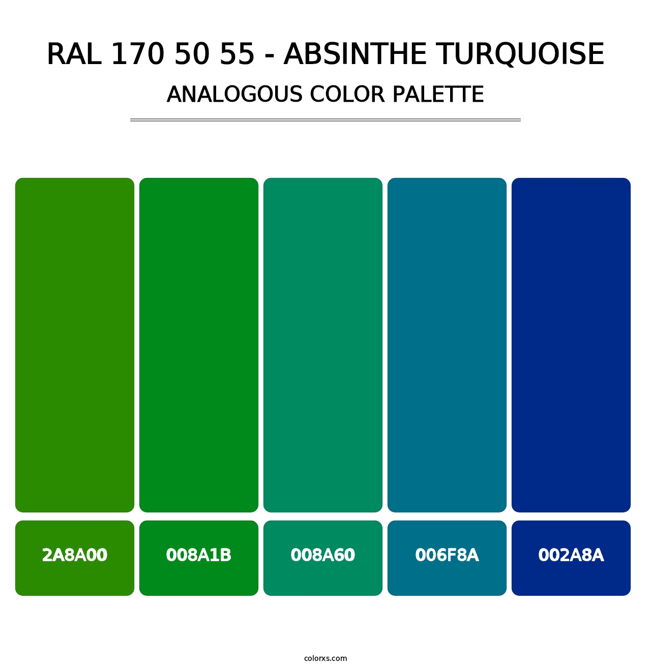 RAL 170 50 55 - Absinthe Turquoise - Analogous Color Palette