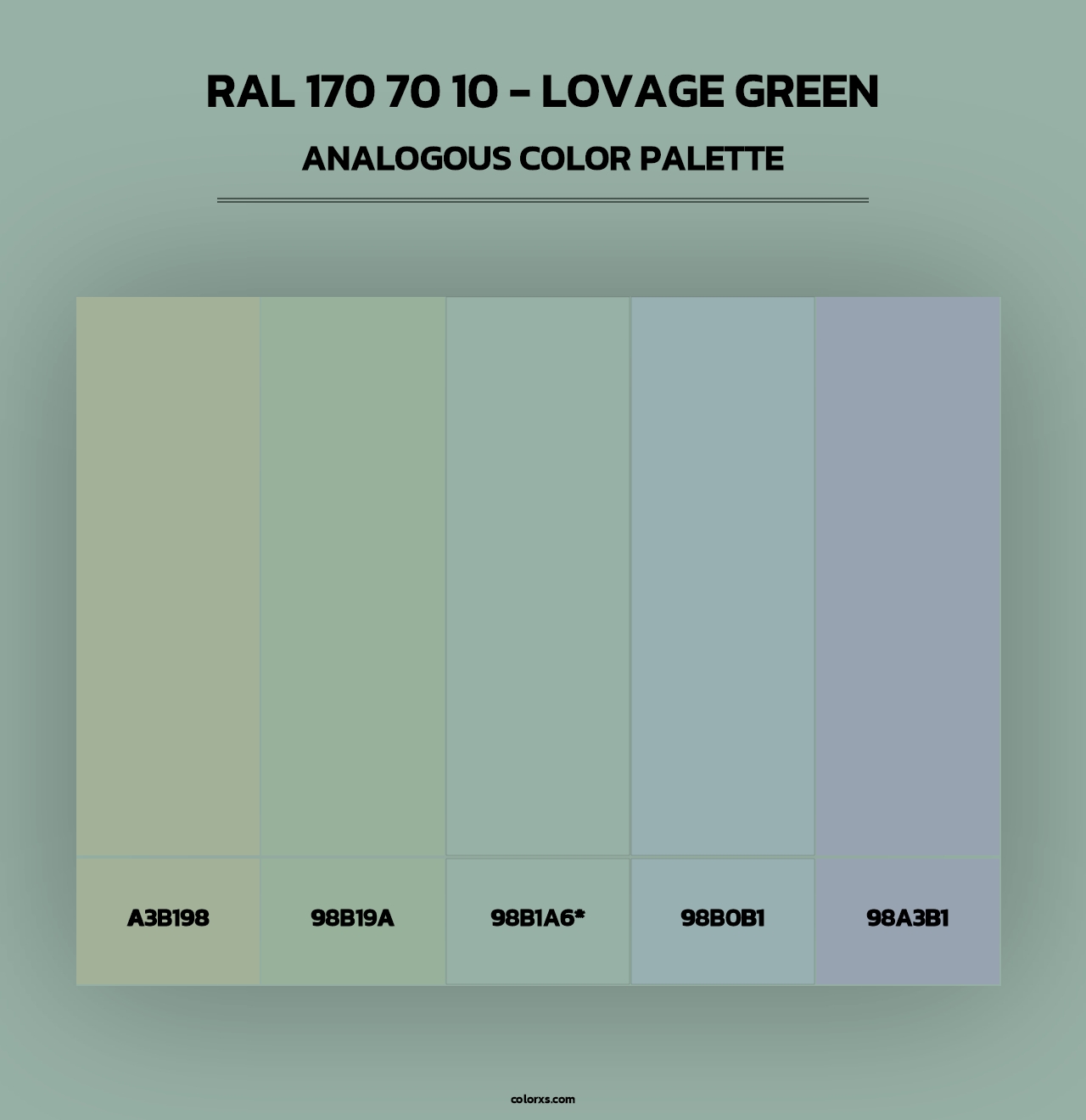 RAL 170 70 10 - Lovage Green - Analogous Color Palette