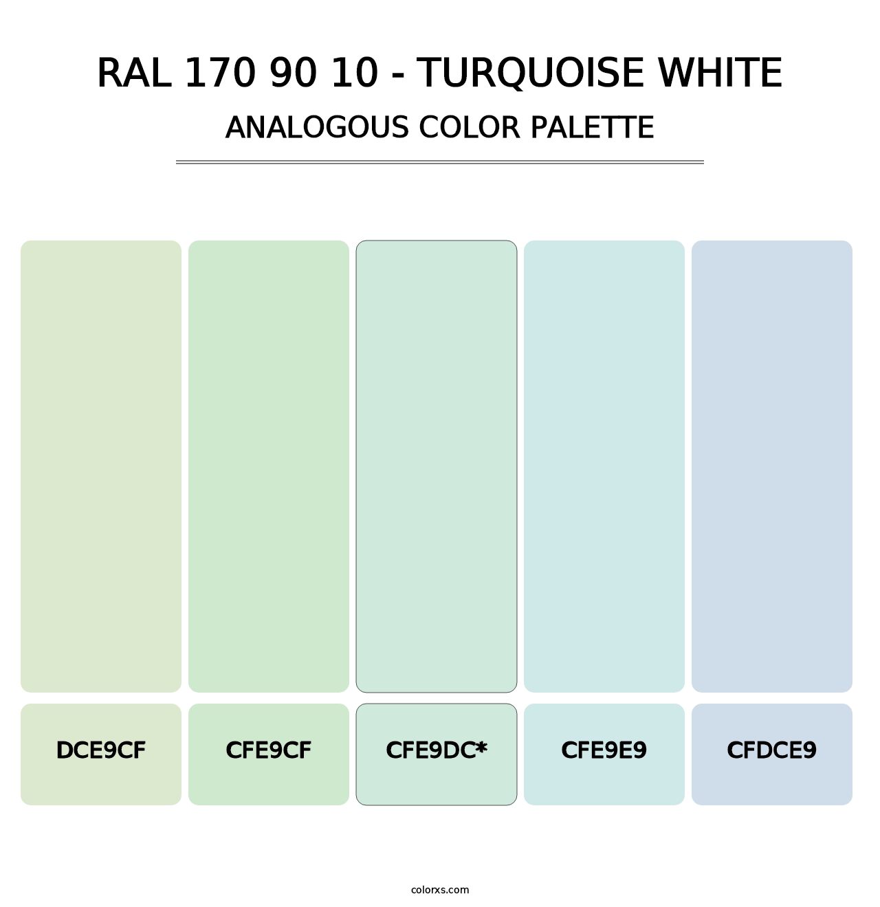 RAL 170 90 10 - Turquoise White - Analogous Color Palette