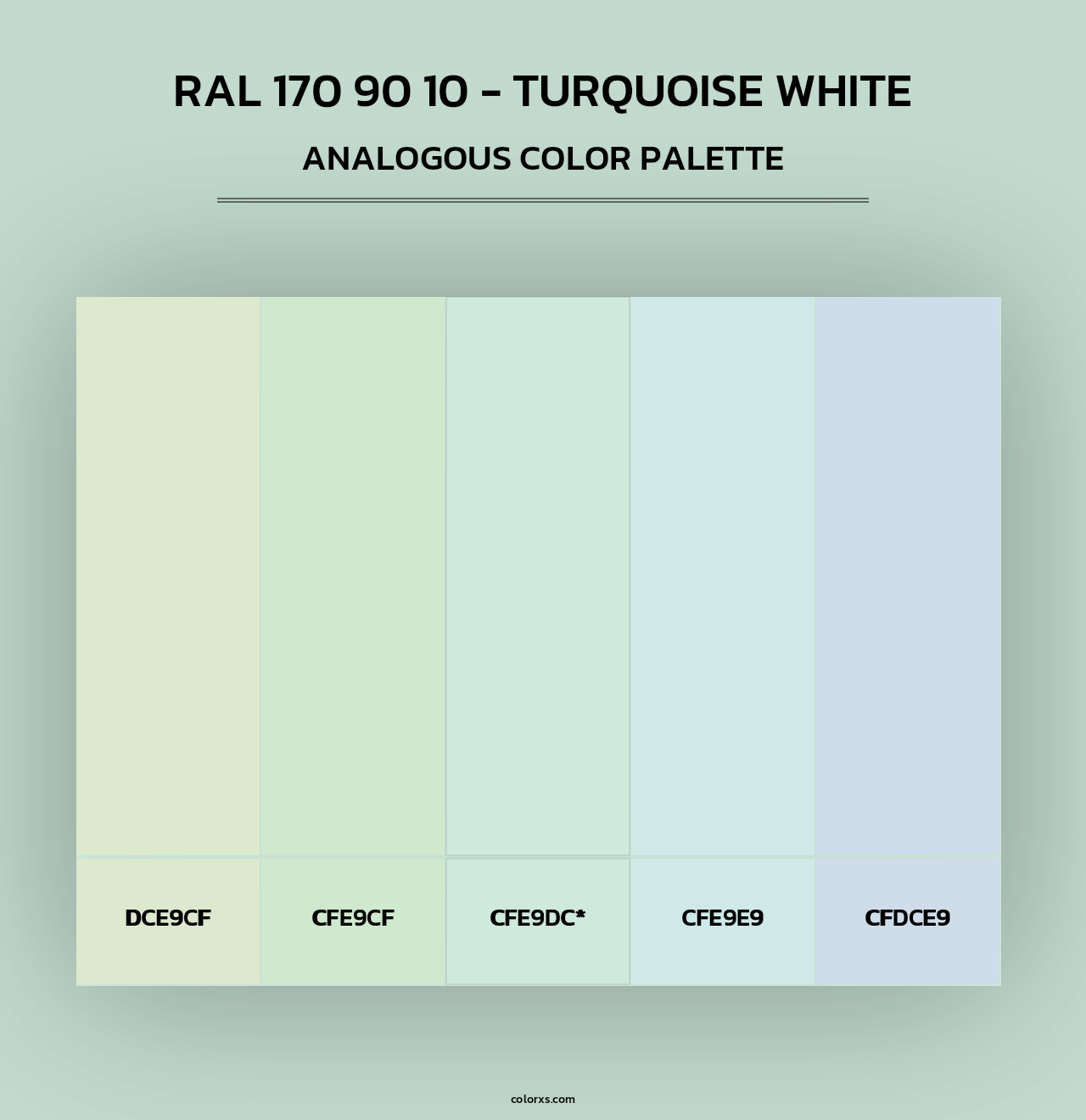RAL 170 90 10 - Turquoise White - Analogous Color Palette