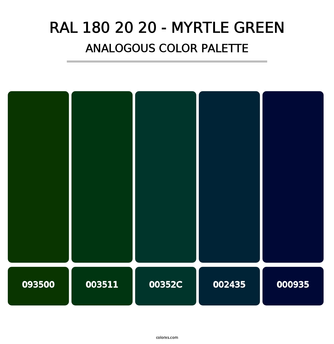 RAL 180 20 20 - Myrtle Green - Analogous Color Palette
