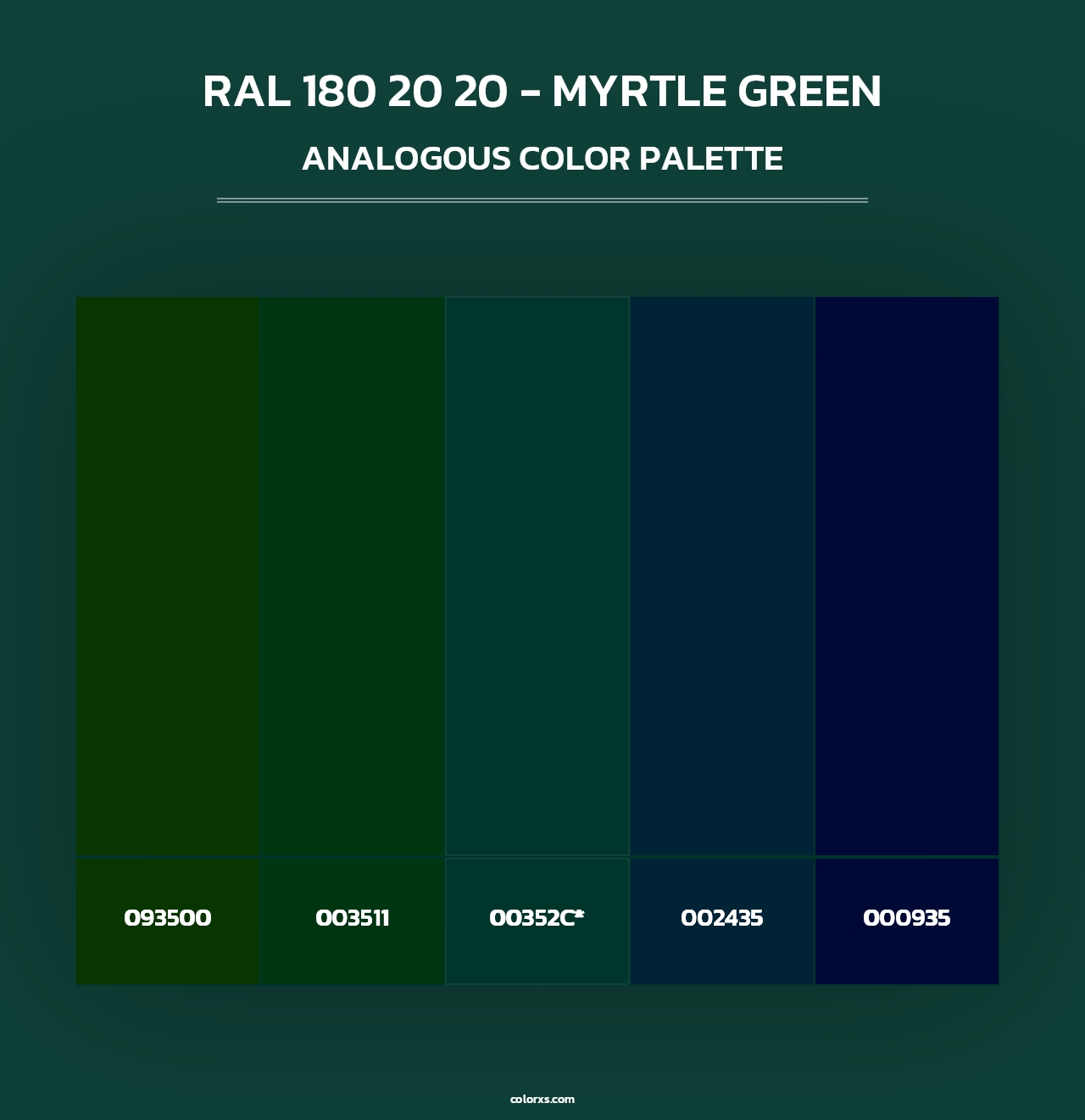 RAL 180 20 20 - Myrtle Green - Analogous Color Palette