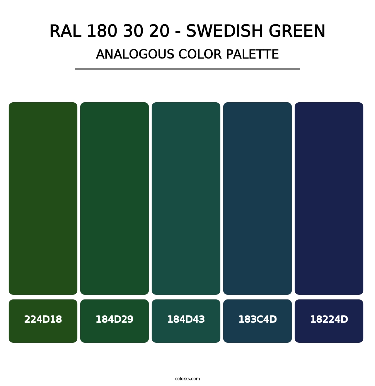 RAL 180 30 20 - Swedish Green - Analogous Color Palette